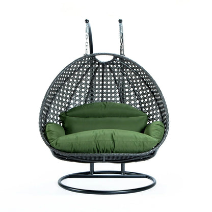 Modern Charcoal Wicker Hanging Double Seater Egg Swing Chair - Elax Furniture