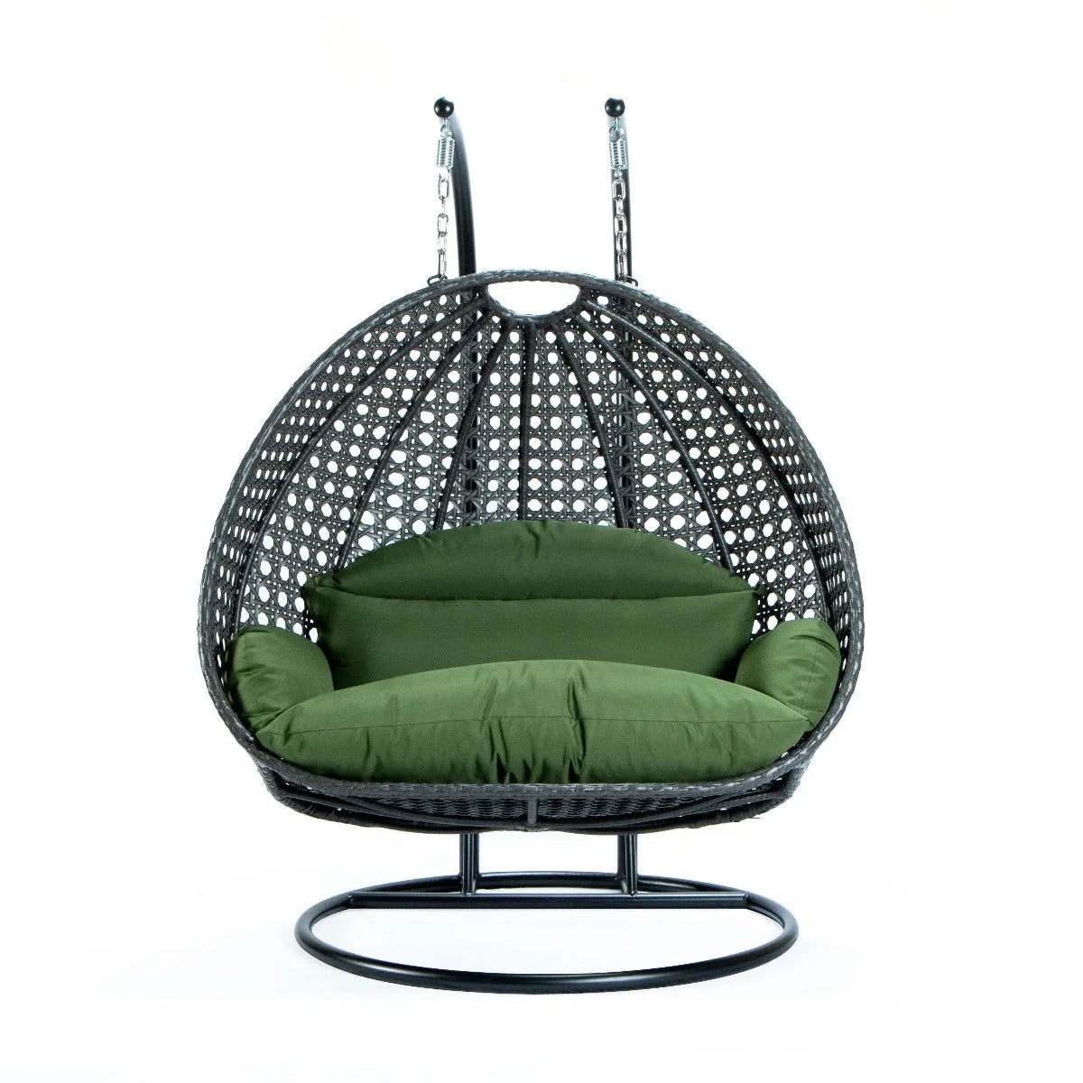 Modern Charcoal Wicker Hanging Double Seater Egg Swing Chair - Elax Furniture