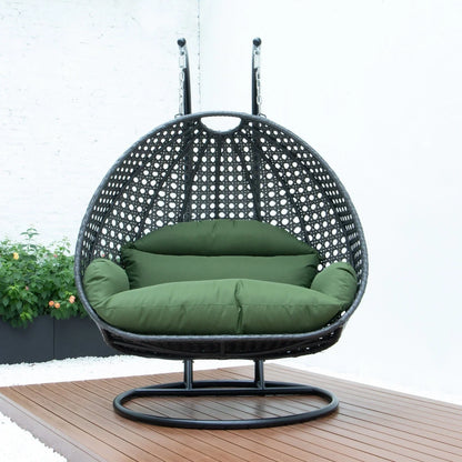 Modern Charcoal Wicker Hanging Double Seater Egg Swing Chair - Elax Furniture