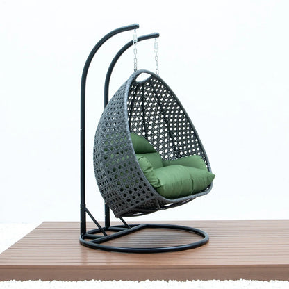 Modern Charcoal Wicker Hanging Double Seater Egg Swing Chair - Elax Furniture