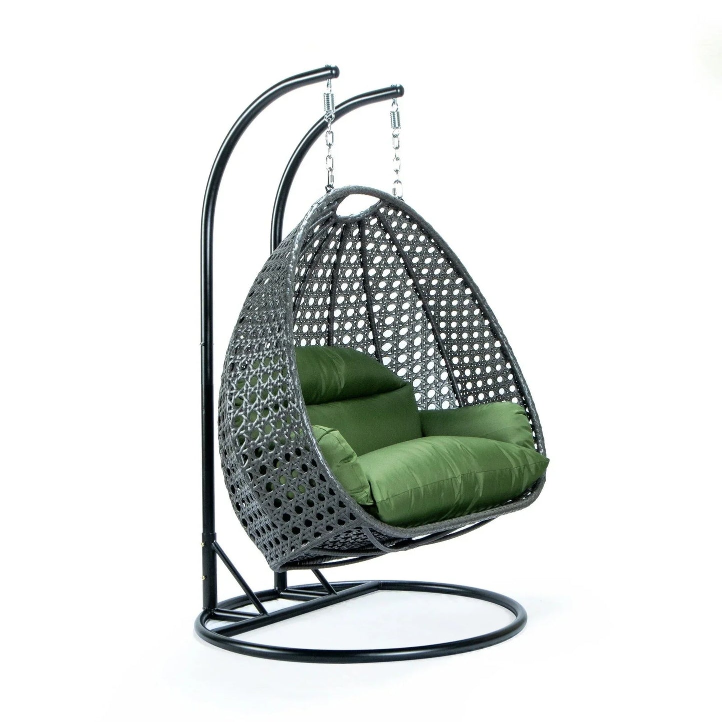 Modern Charcoal Wicker Hanging Double Seater Egg Swing Chair - Elax Furniture