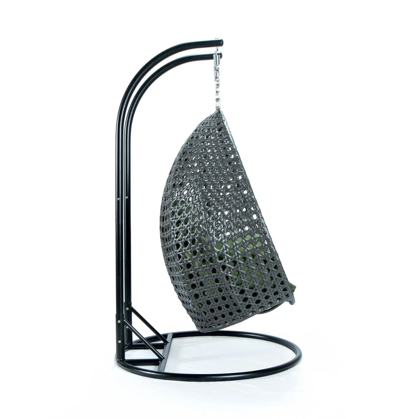 Modern Charcoal Wicker Hanging Double Seater Egg Swing Chair - Elax Furniture