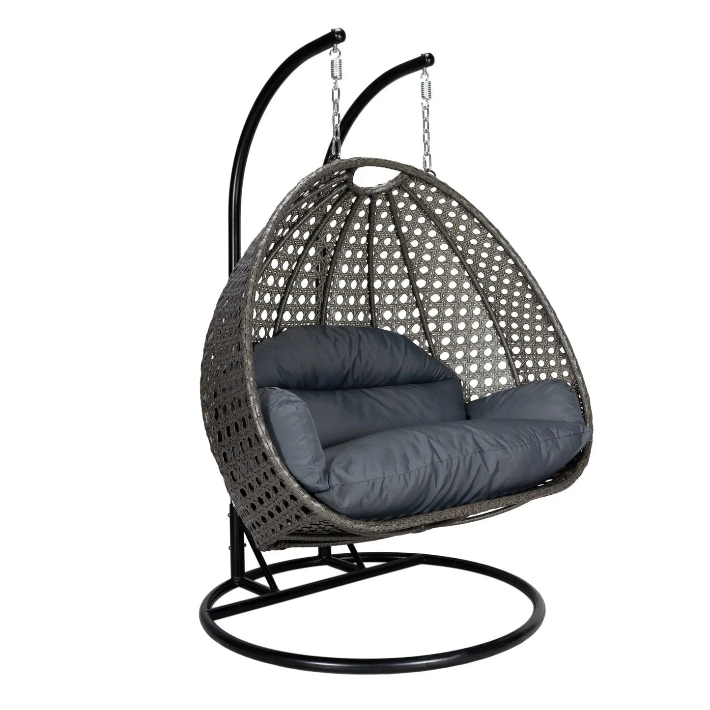 Modern Charcoal Wicker Hanging Double Seater Egg Swing Chair - Elax Furniture