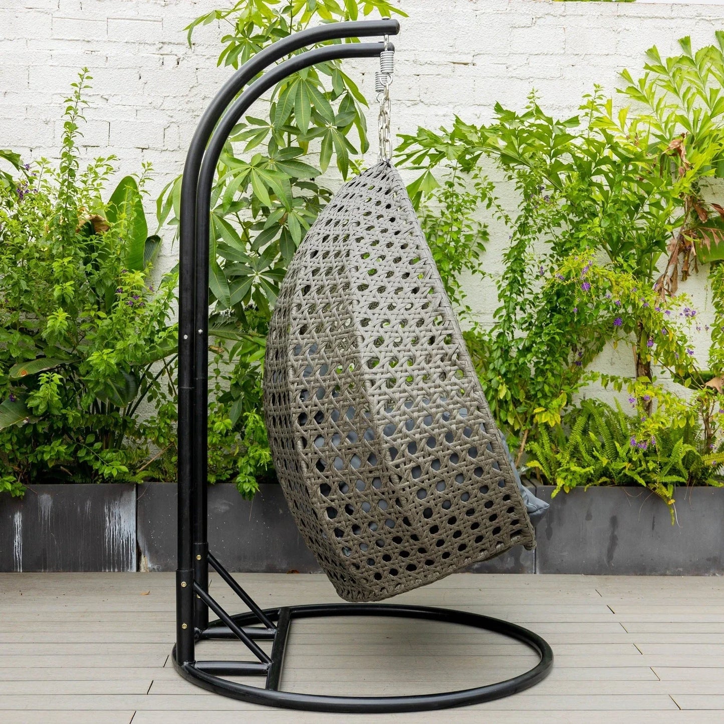 Modern Charcoal Wicker Hanging Double Seater Egg Swing Chair - Elax Furniture