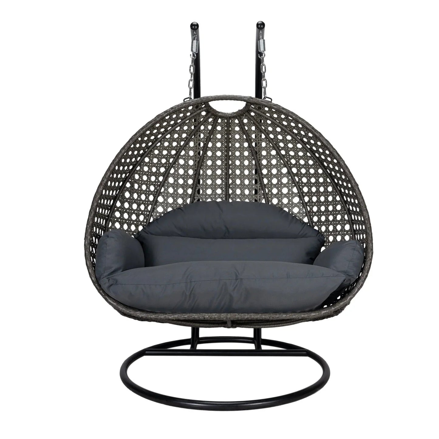 Modern Charcoal Wicker Hanging Double Seater Egg Swing Chair - Elax Furniture