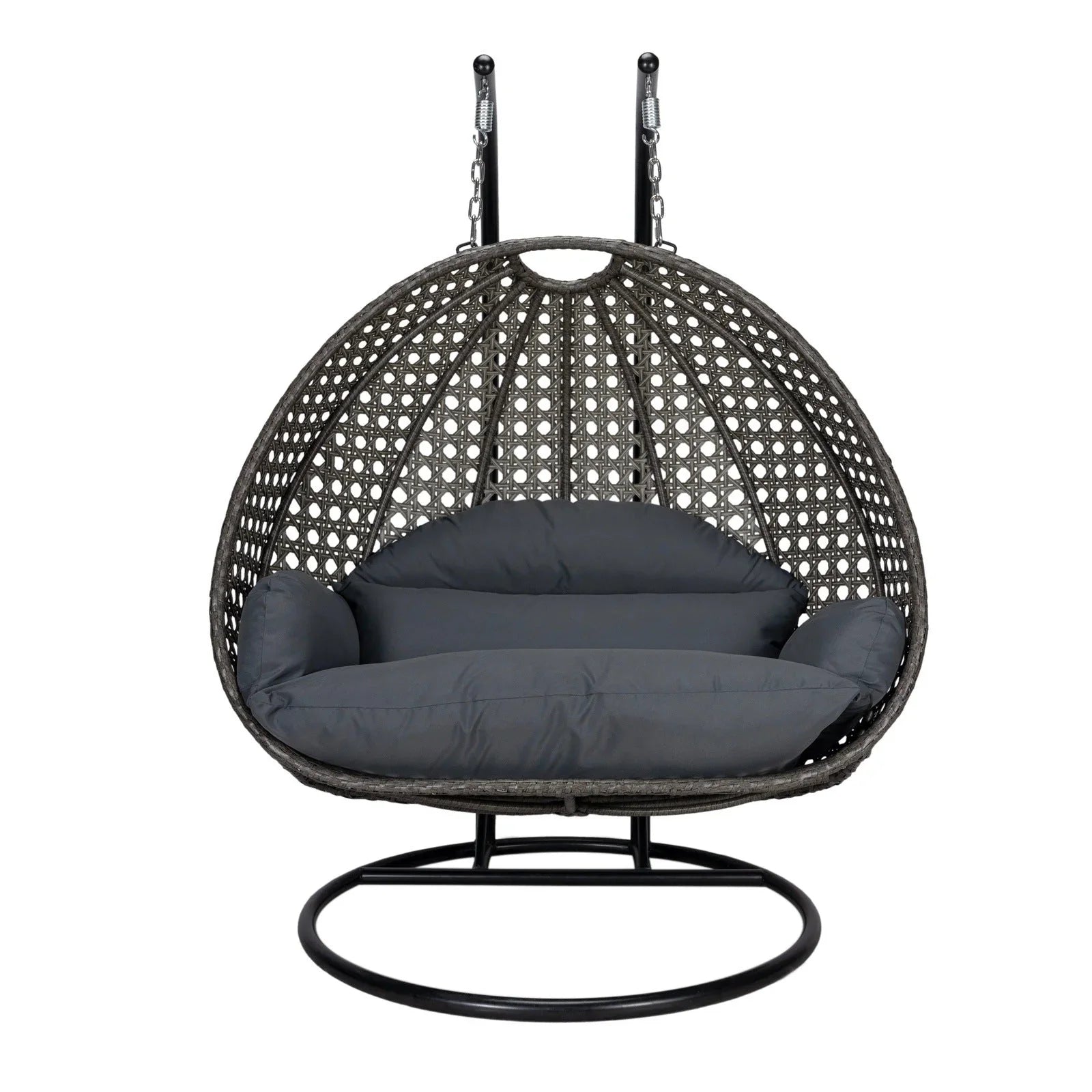 Modern Charcoal Wicker Hanging Double Seater Egg Swing Chair - Elax Furniture