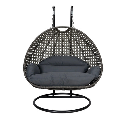 Modern Charcoal Wicker Hanging Double Seater Egg Swing Chair - Elax Furniture