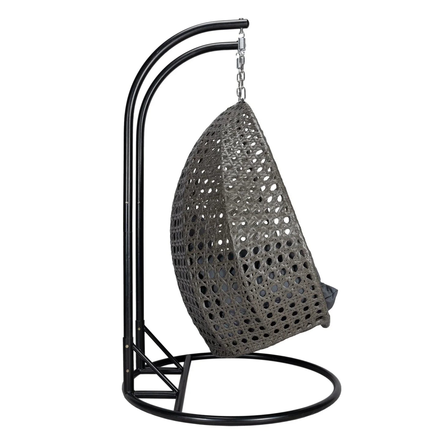 Modern Charcoal Wicker Hanging Double Seater Egg Swing Chair - Elax Furniture