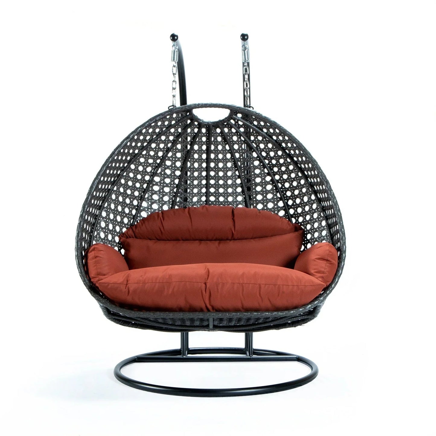 Modern Charcoal Wicker Hanging Double Seater Egg Swing Chair - Elax Furniture