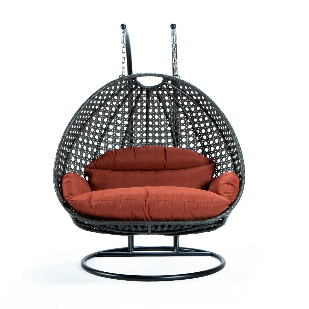 Modern Charcoal Wicker Hanging Double Seater Egg Swing Chair - Elax Furniture