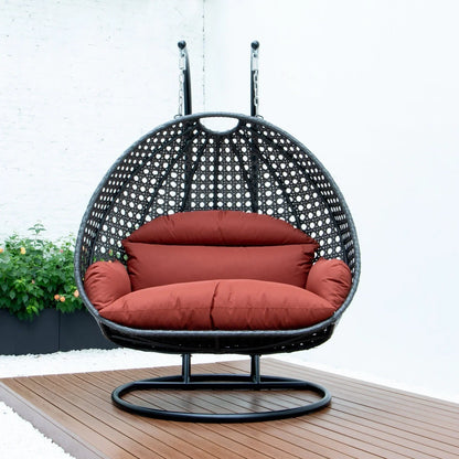 Modern Charcoal Wicker Hanging Double Seater Egg Swing Chair - Elax Furniture