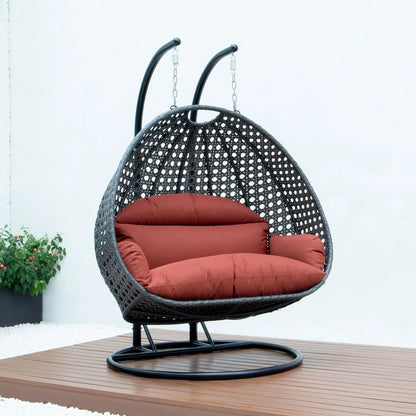 Modern Charcoal Wicker Hanging Double Seater Egg Swing Chair - Elax Furniture