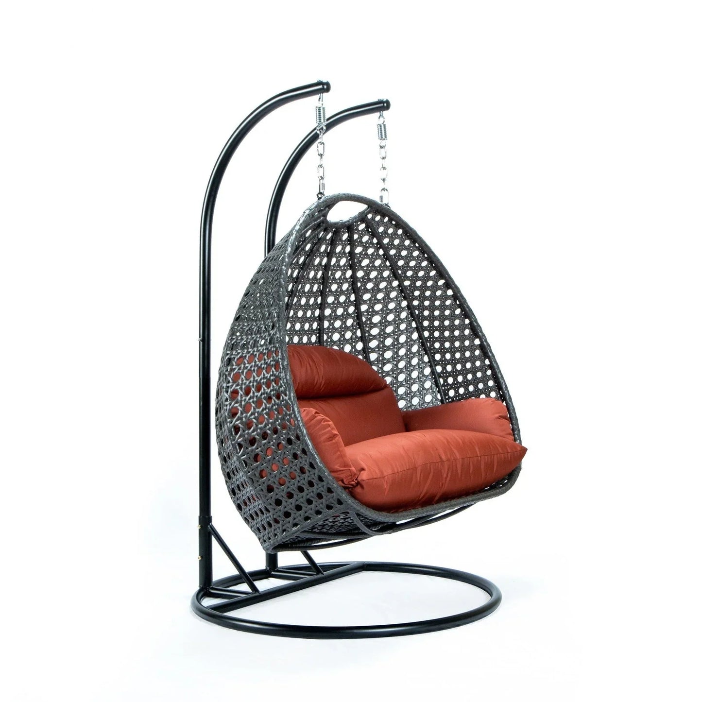 Modern Charcoal Wicker Hanging Double Seater Egg Swing Chair - Elax Furniture