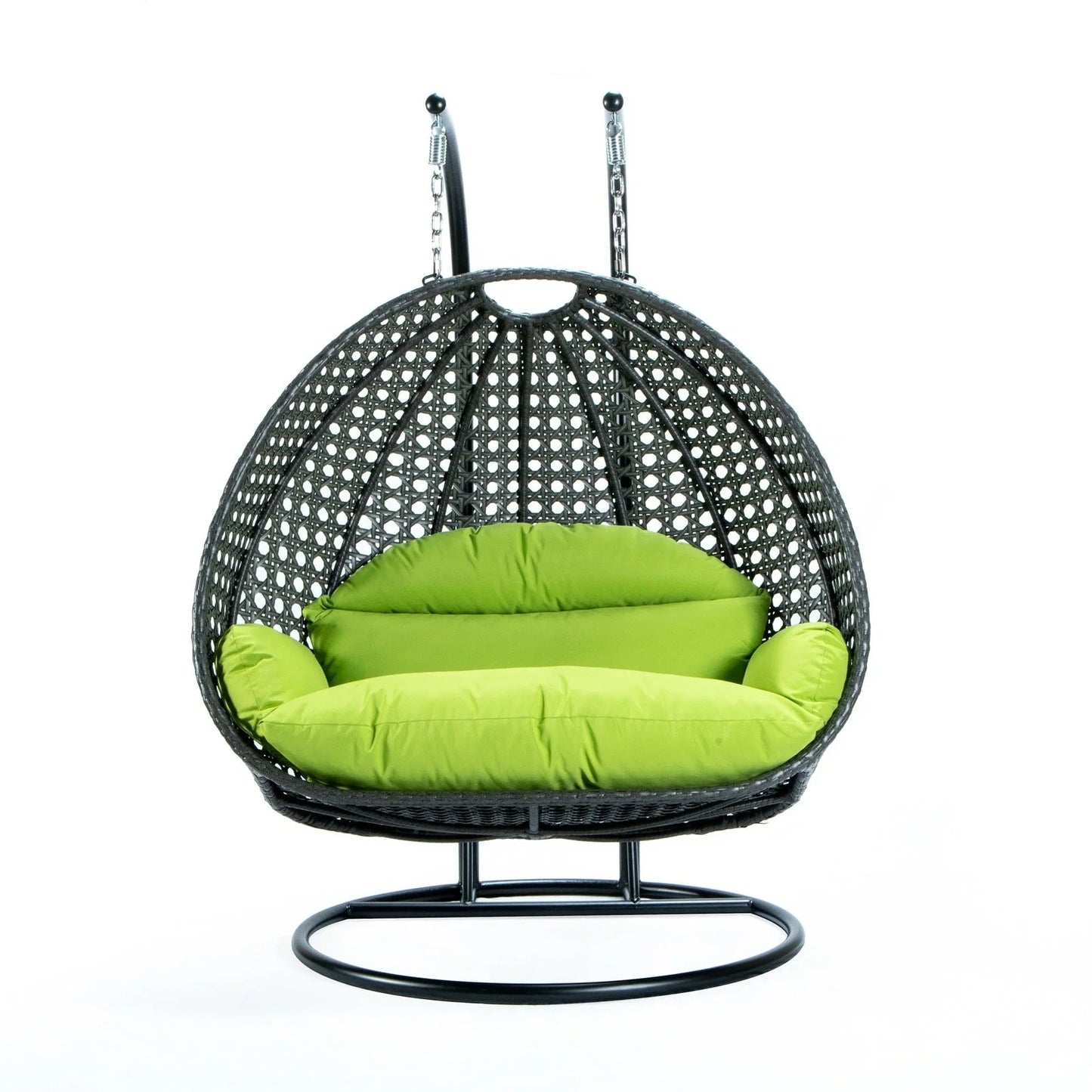 Modern Charcoal Wicker Hanging Double Seater Egg Swing Chair - Elax Furniture