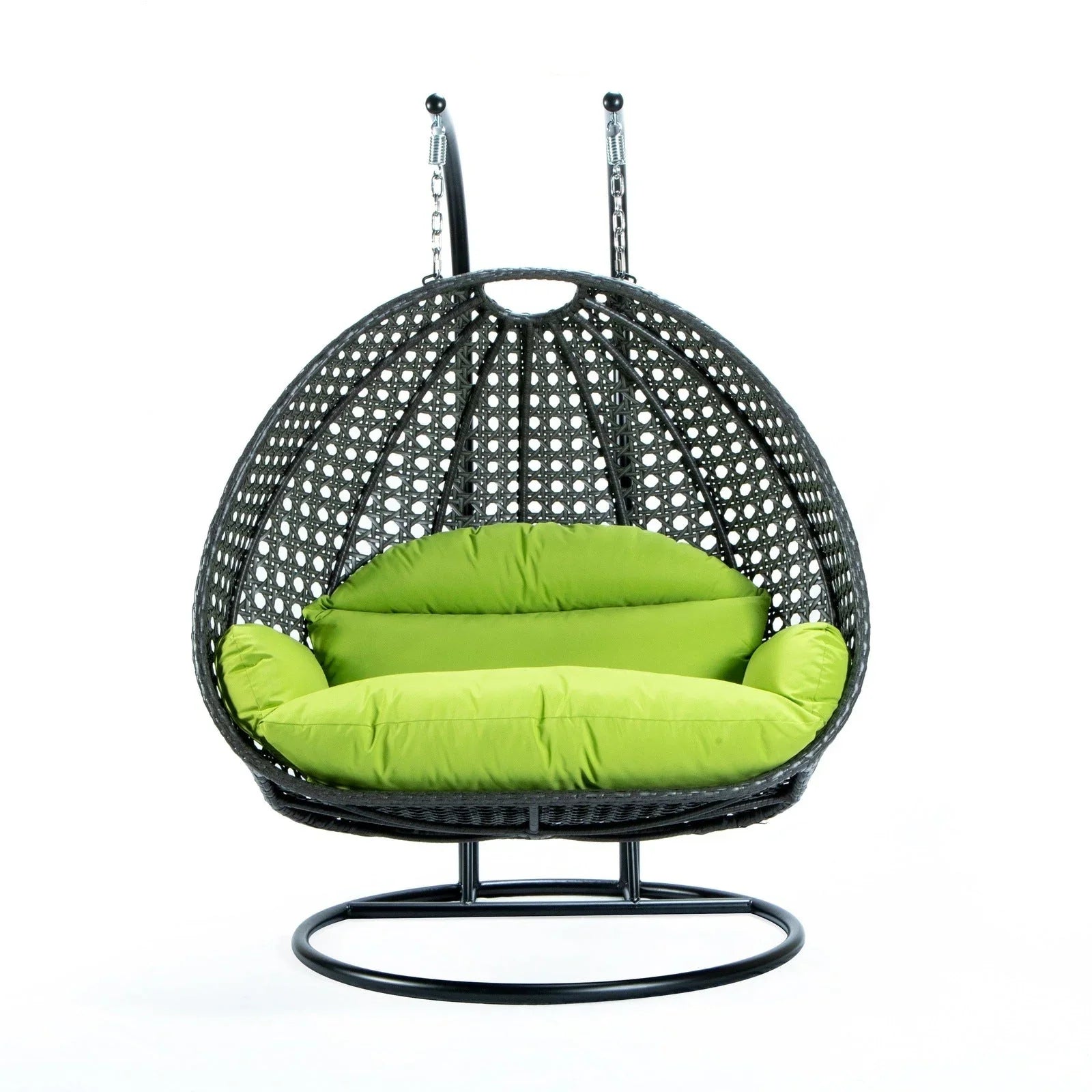 Modern Charcoal Wicker Hanging Double Seater Egg Swing Chair - Elax Furniture