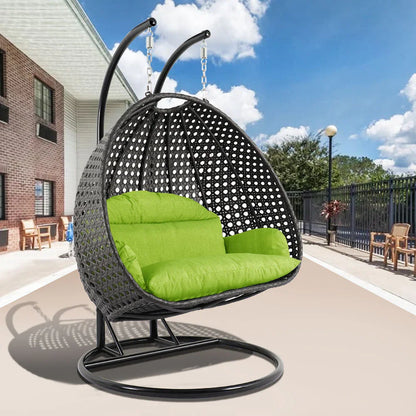 Modern Charcoal Wicker Hanging Double Seater Egg Swing Chair - Elax Furniture