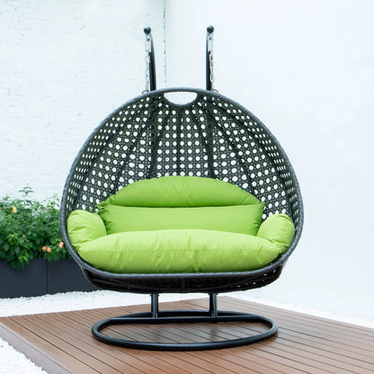 Modern Charcoal Wicker Hanging Double Seater Egg Swing Chair - Elax Furniture