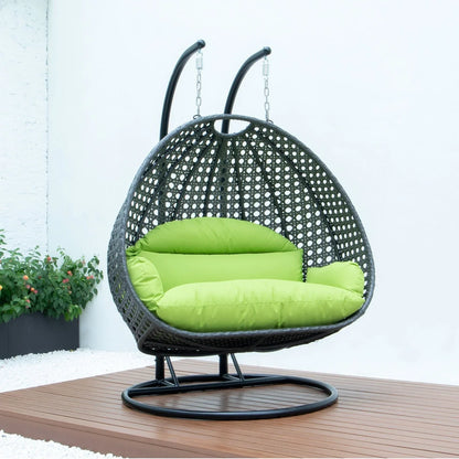 Modern Charcoal Wicker Hanging Double Seater Egg Swing Chair - Elax Furniture