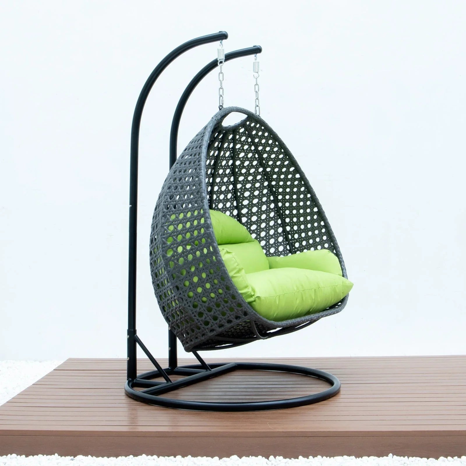 Modern Charcoal Wicker Hanging Double Seater Egg Swing Chair - Elax Furniture