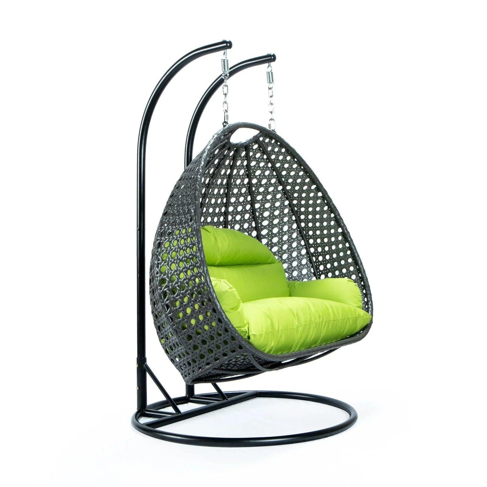 Modern Charcoal Wicker Hanging Double Seater Egg Swing Chair - Elax Furniture