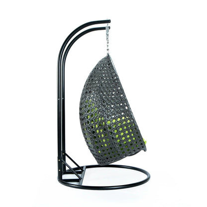 Modern Charcoal Wicker Hanging Double Seater Egg Swing Chair - Elax Furniture