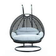 Modern Charcoal Wicker Hanging Double Seater Egg Swing Chair - Elax Furniture