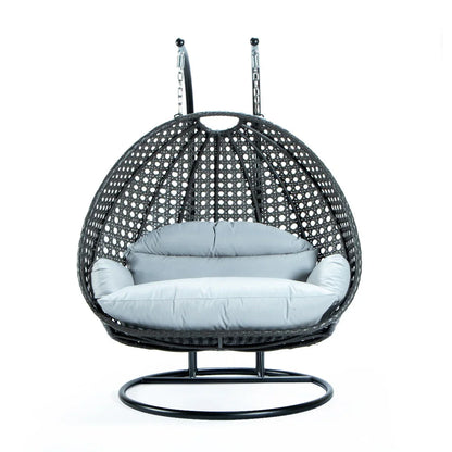 Modern Charcoal Wicker Hanging Double Seater Egg Swing Chair - Elax Furniture