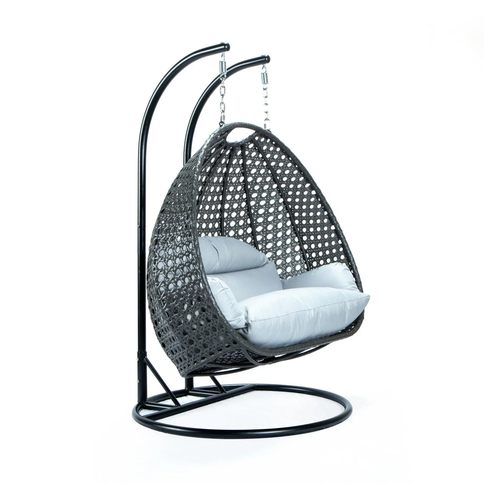 Modern Charcoal Wicker Hanging Double Seater Egg Swing Chair - Elax Furniture