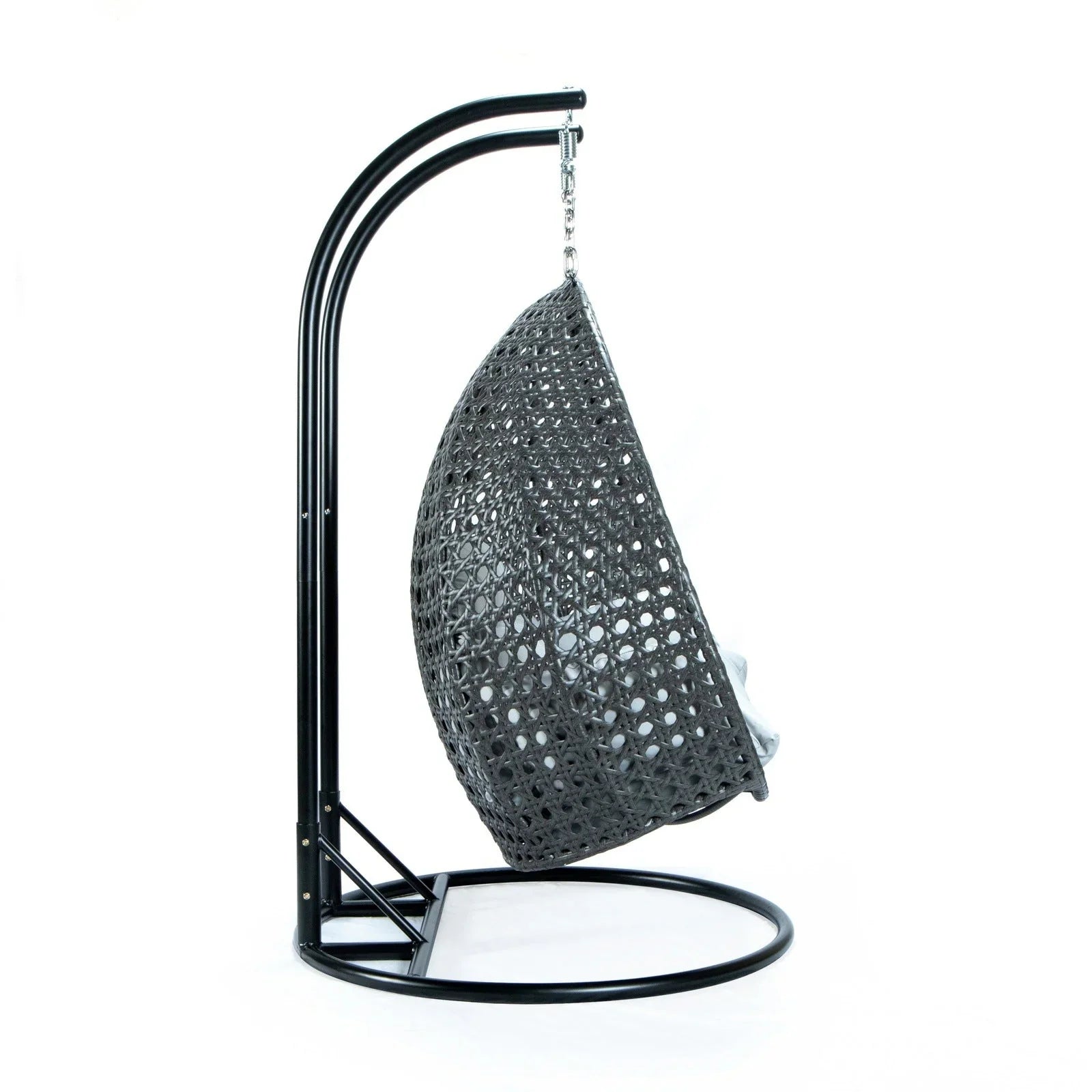 Modern Charcoal Wicker Hanging Double Seater Egg Swing Chair - Elax Furniture