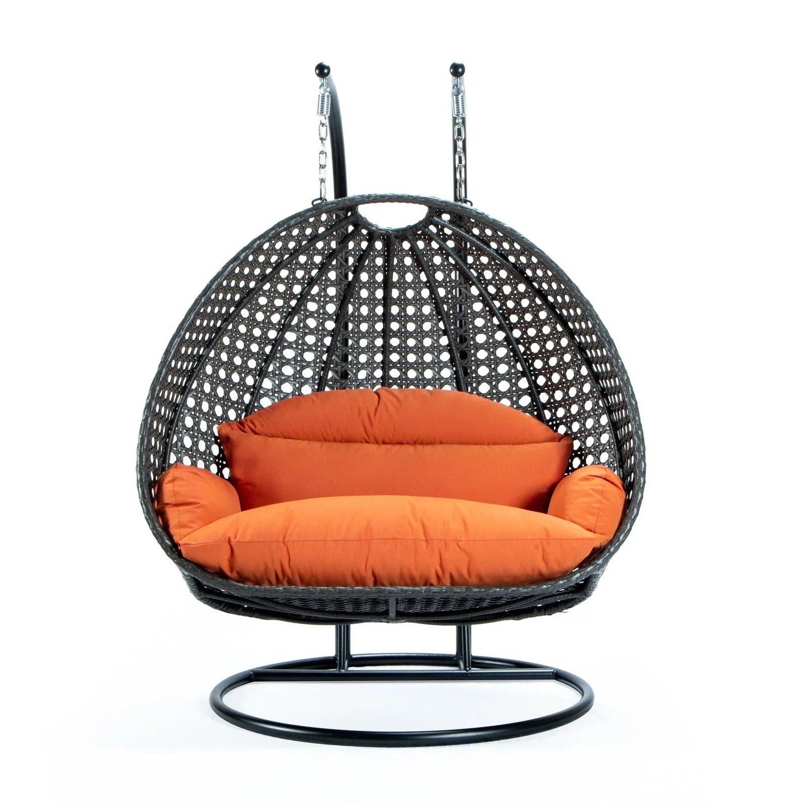 Modern Charcoal Wicker Hanging Double Seater Egg Swing Chair - Elax Furniture