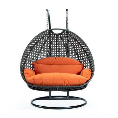 Modern Charcoal Wicker Hanging Double Seater Egg Swing Chair - Elax Furniture