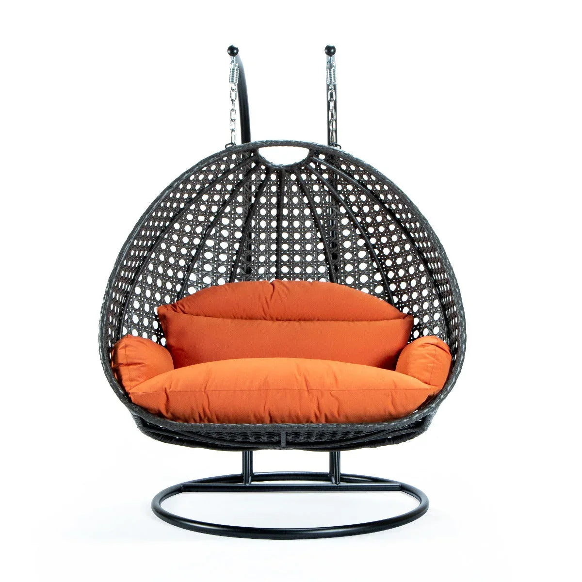 Modern Charcoal Wicker Hanging Double Seater Egg Swing Chair - Elax Furniture