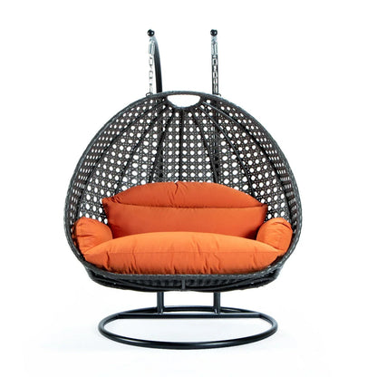 Modern Charcoal Wicker Hanging Double Seater Egg Swing Chair - Elax Furniture