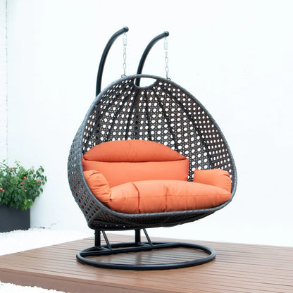 Modern Charcoal Wicker Hanging Double Seater Egg Swing Chair - Elax Furniture