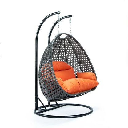 Modern Charcoal Wicker Hanging Double Seater Egg Swing Chair - Elax Furniture