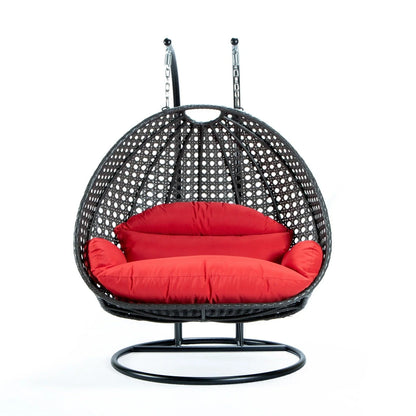 Modern Charcoal Wicker Hanging Double Seater Egg Swing Chair - Elax Furniture