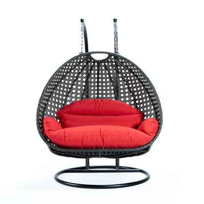 Modern Charcoal Wicker Hanging Double Seater Egg Swing Chair - Elax Furniture