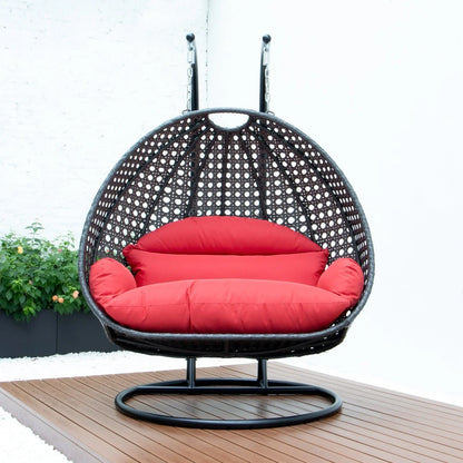 Modern Charcoal Wicker Hanging Double Seater Egg Swing Chair - Elax Furniture