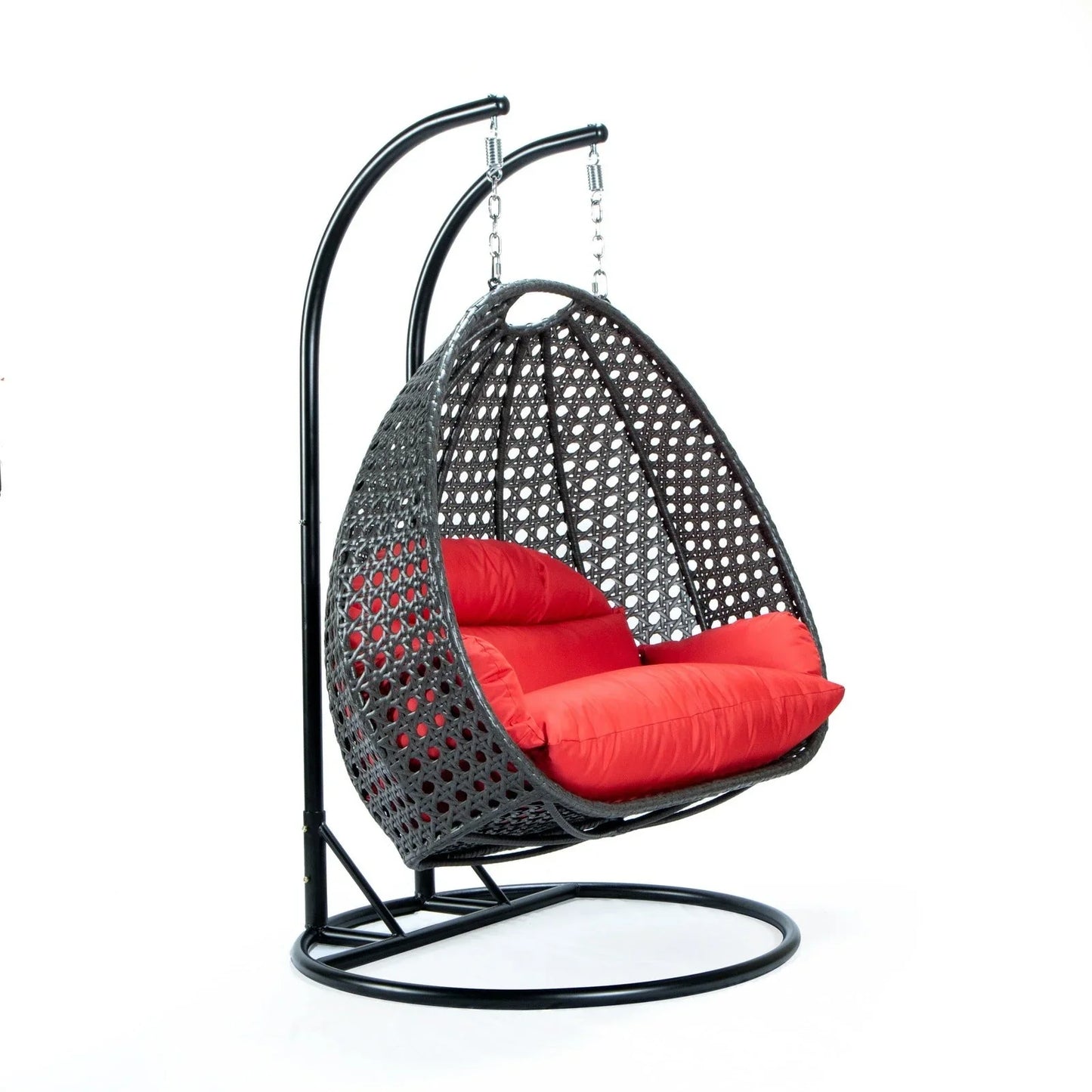 Modern Charcoal Wicker Hanging Double Seater Egg Swing Chair - Elax Furniture