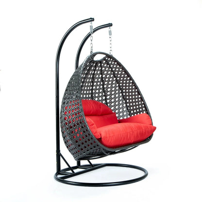 Modern Charcoal Wicker Hanging Double Seater Egg Swing Chair - Elax Furniture