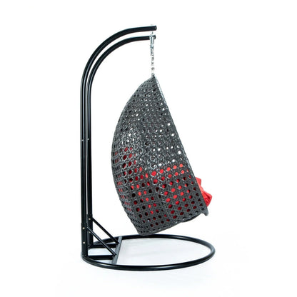 Modern Charcoal Wicker Hanging Double Seater Egg Swing Chair - Elax Furniture