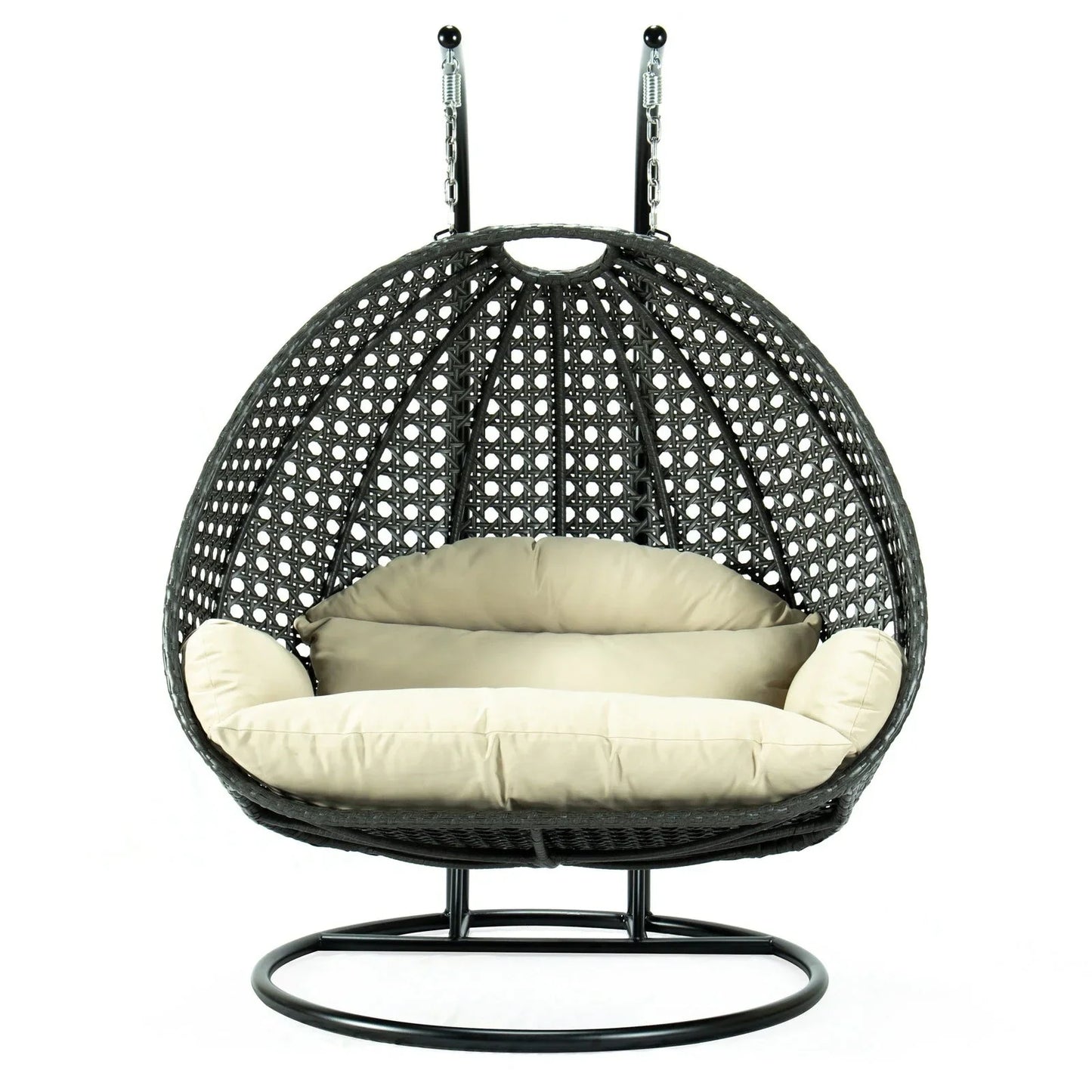 Modern Charcoal Wicker Hanging Double Seater Egg Swing Chair - Elax Furniture