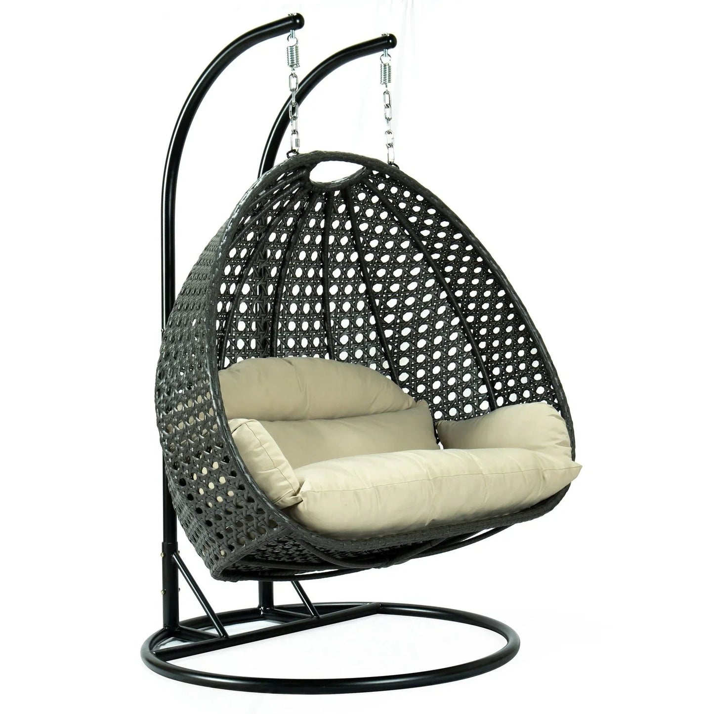 Modern Charcoal Wicker Hanging Double Seater Egg Swing Chair - Elax Furniture