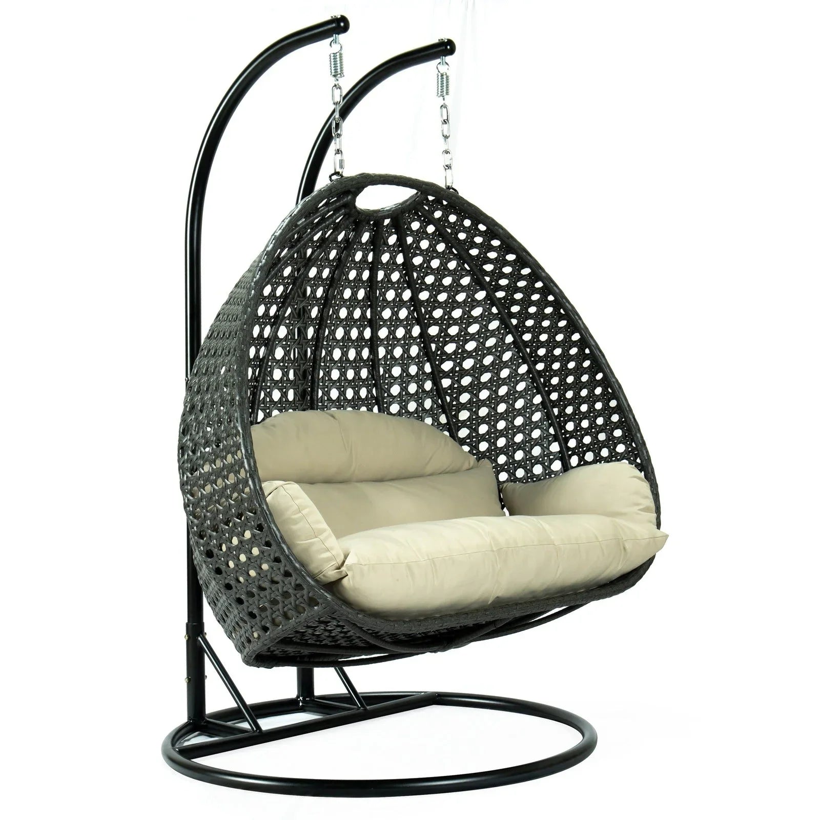 Modern Charcoal Wicker Hanging Double Seater Egg Swing Chair - Elax Furniture