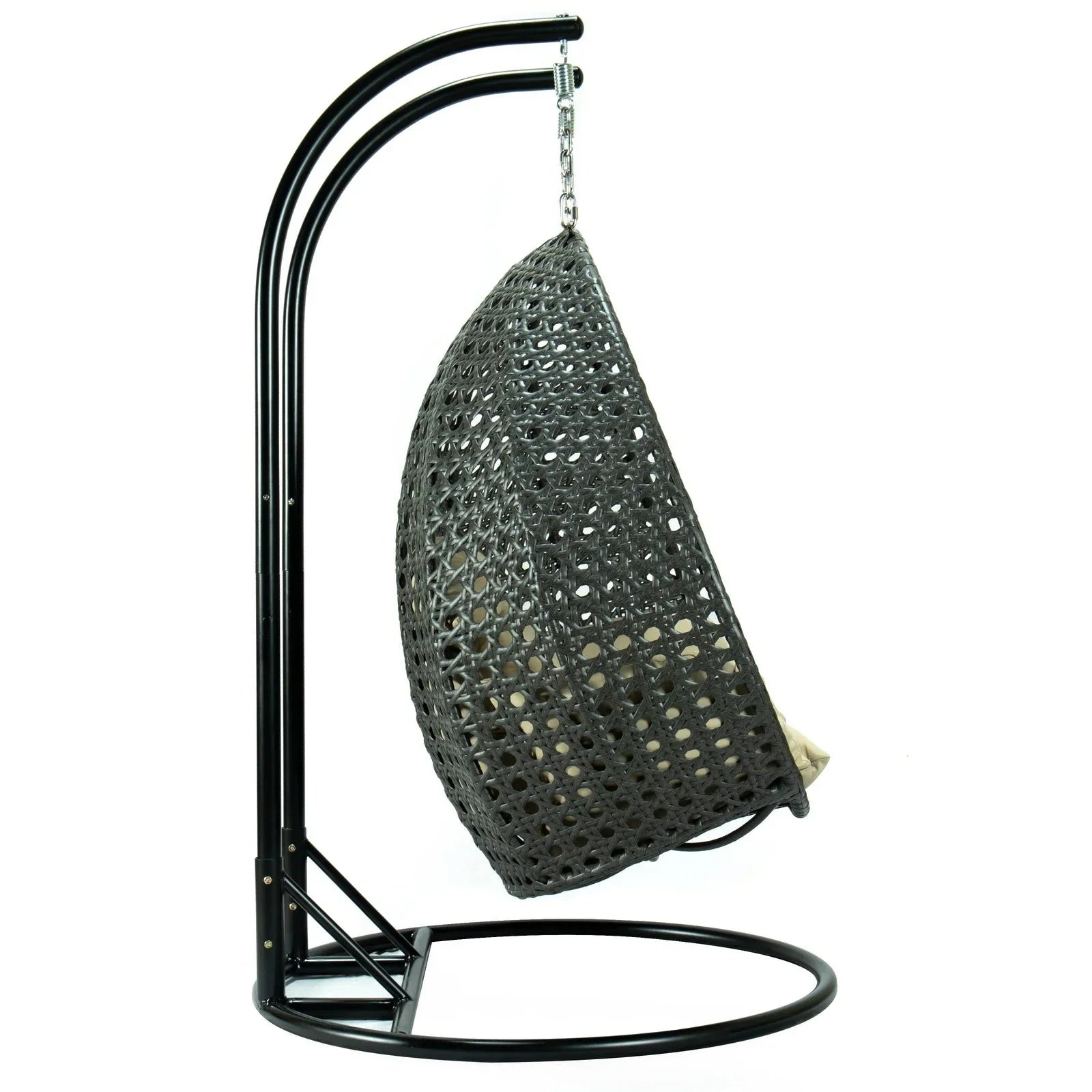 Modern Charcoal Wicker Hanging Double Seater Egg Swing Chair - Elax Furniture