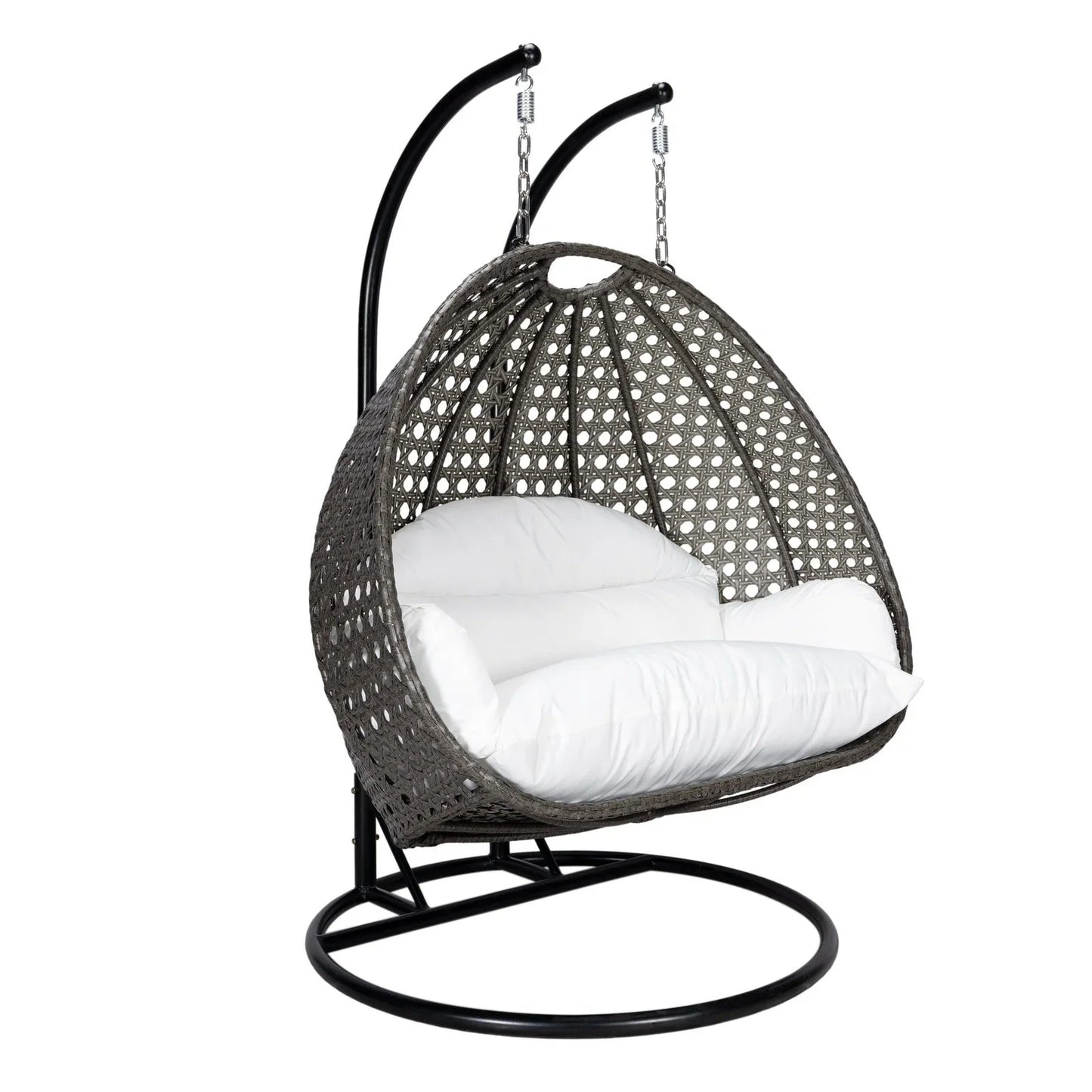 Modern Charcoal Wicker Hanging Double Seater Egg Swing Chair - Elax Furniture