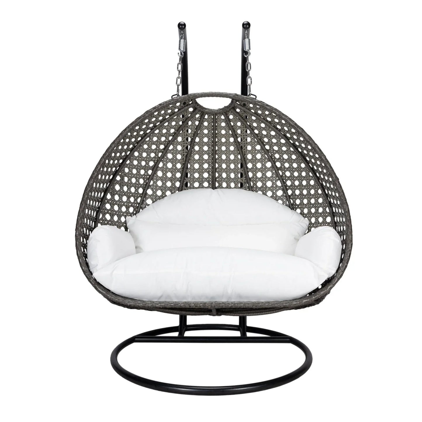 Modern Charcoal Wicker Hanging Double Seater Egg Swing Chair - Elax Furniture