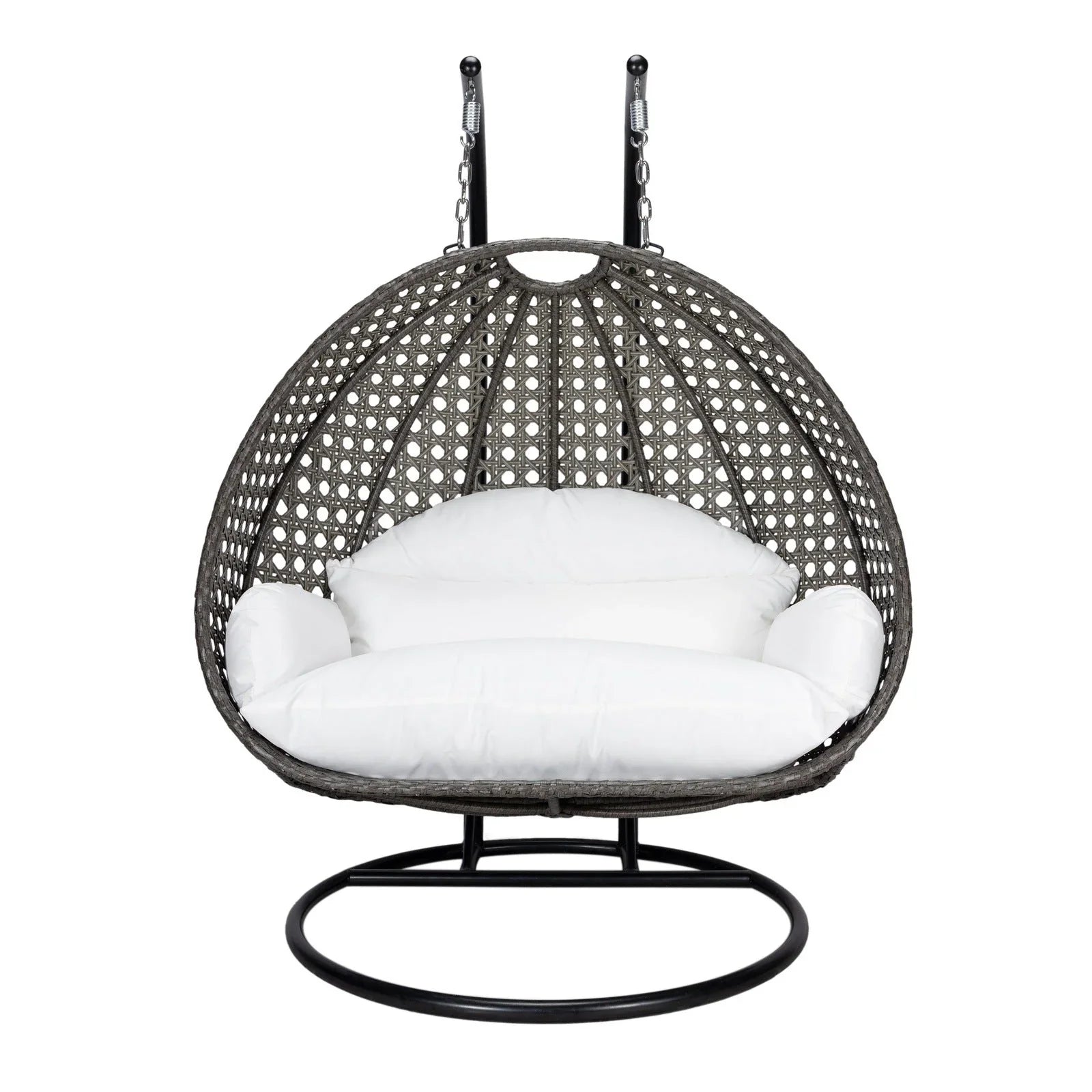 Modern Charcoal Wicker Hanging Double Seater Egg Swing Chair - Elax Furniture
