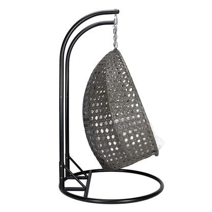 Modern Charcoal Wicker Hanging Double Seater Egg Swing Chair - Elax Furniture