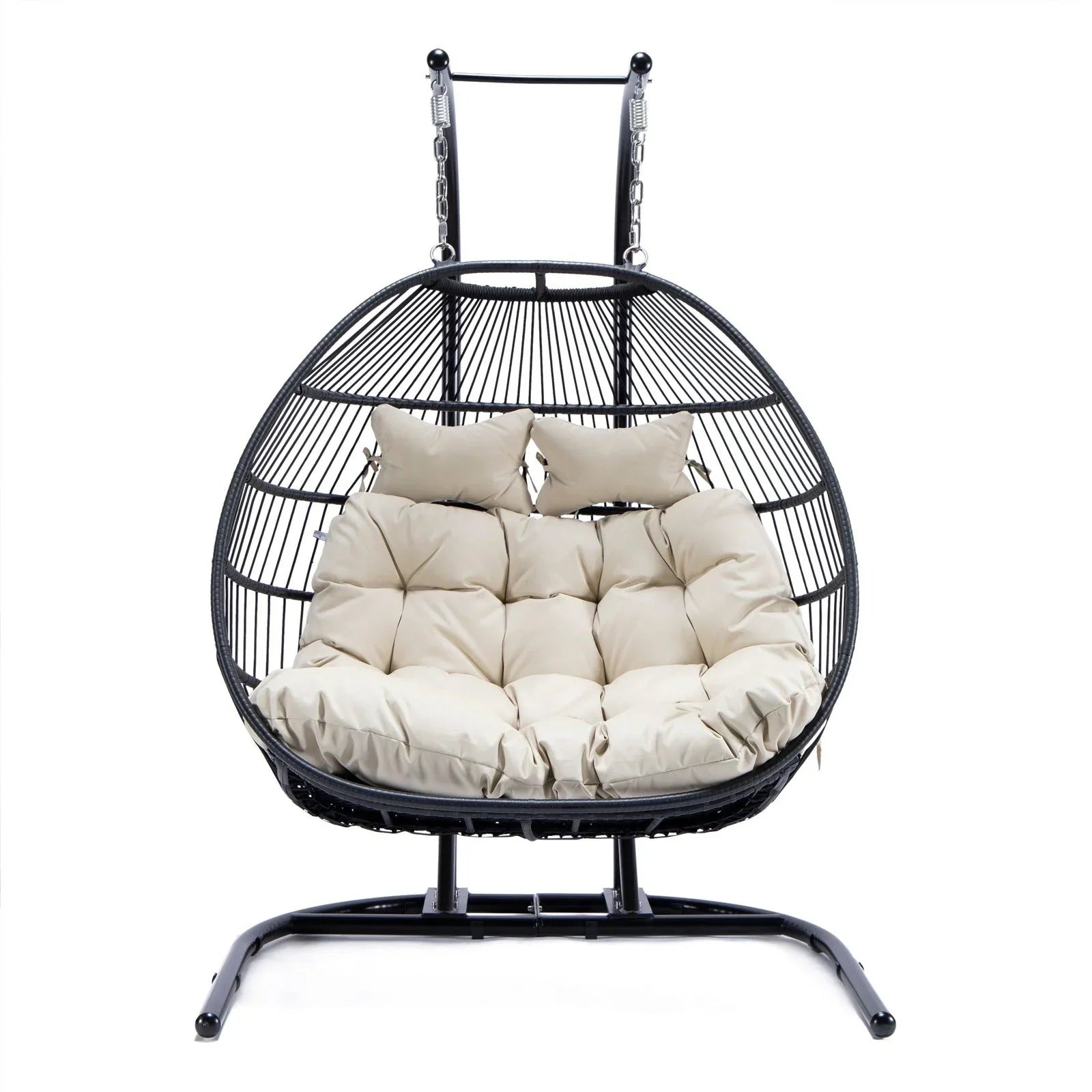 Wicker 2 Person Double Folding Hanging Egg Swing Chair - Elax Furniture